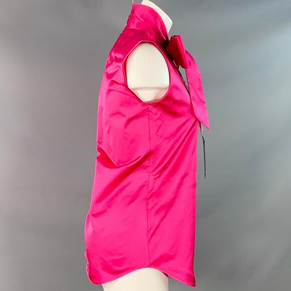 DSQUARED2 Size XS Fuchsia Silk Sleeveless Bow Dress Top - Picture 3 of 10